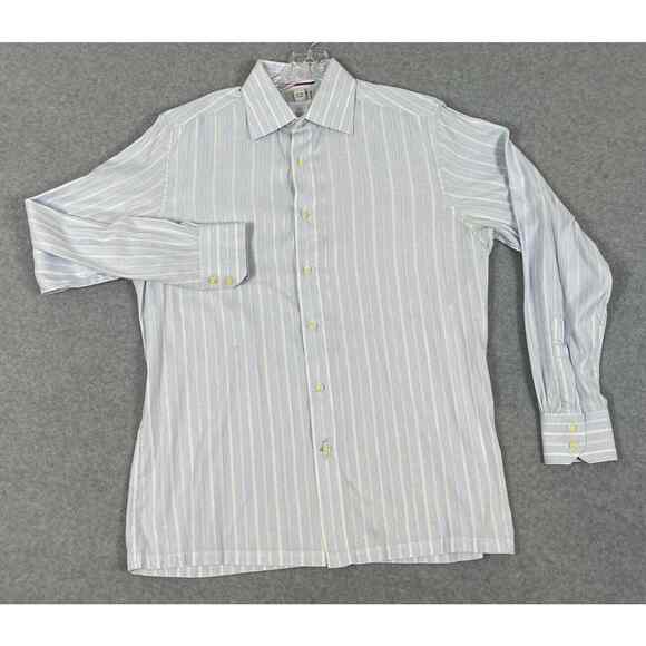 Men's Guess Long Sleeve Dress Shirt Size L Blue‎ Striped Button Up - Picture 1 of 7